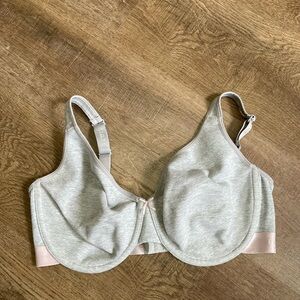 Cacique Unlined Full Coverage Bra Gray Logo Size 40DDD